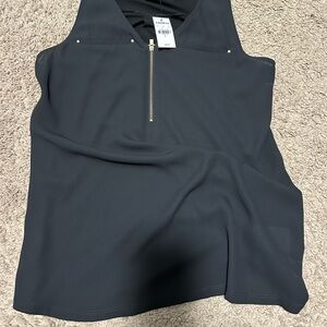Black Sleeveless Top with Zipper Detail